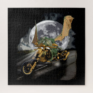 Drag-racing Dragon and Moon Fantasy  Jigsaw Puzzle