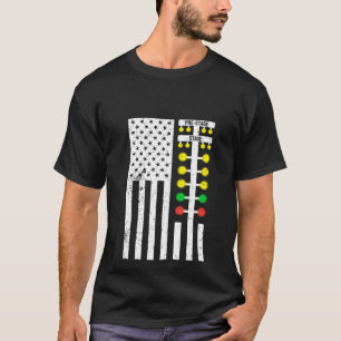Drag Racing Flag American Drag Race Track Strip Li T-Shirt
