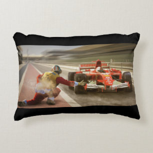 Drag Racing pillow with child's name on back.