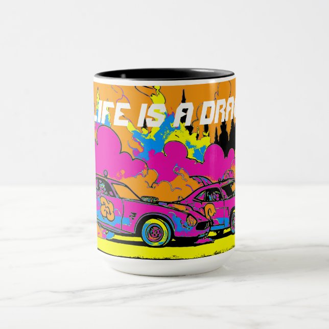 Drag-Racing Smoke-Out - Drag-racing Cars Mug (Center)