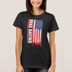Drag Racing Usa Flag Muscle Car Dragster T-Shirt