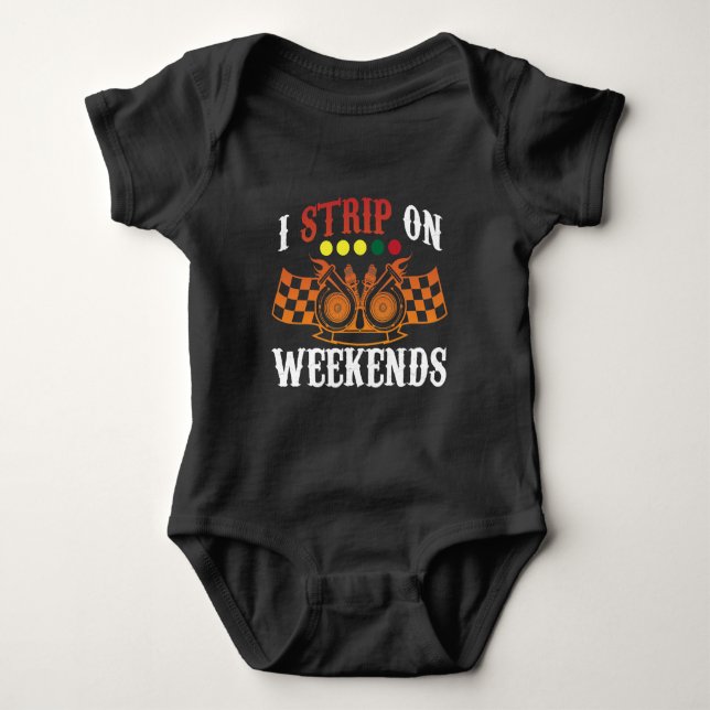 Drag Racing Weekend Turbo Race Track Racer Fan Baby Bodysuit (Front)