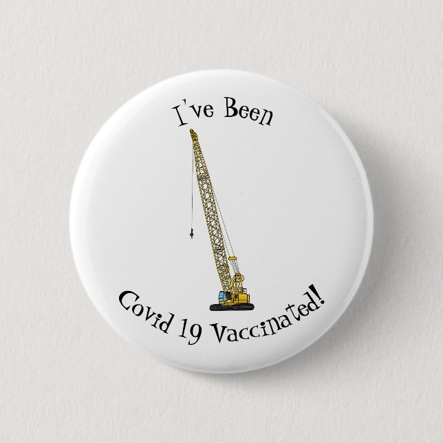 Dragline excavator cartoon illustration 6 cm round badge (Front)