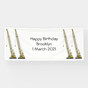 Dragline excavator cartoon illustration banner