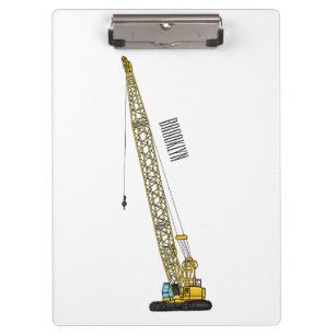 Dragline excavator cartoon illustration clipboard