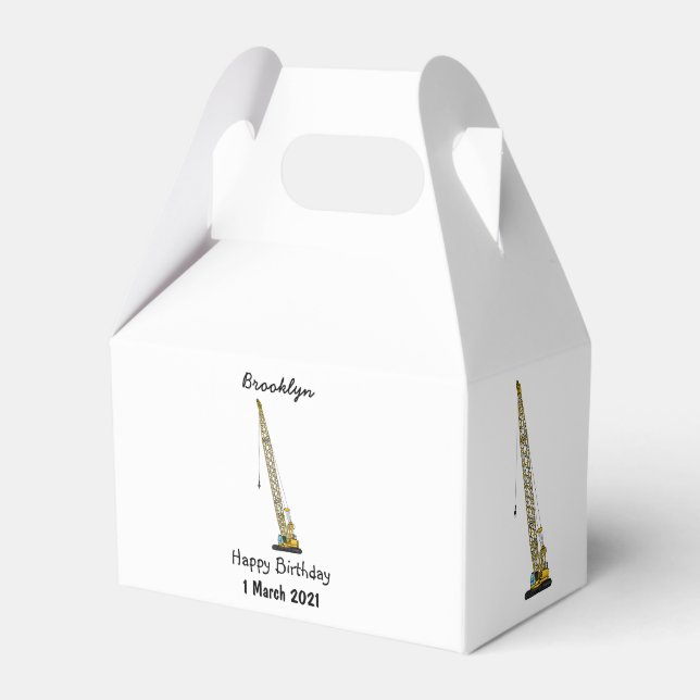 Dragline excavator cartoon illustration favour box (Front Side)