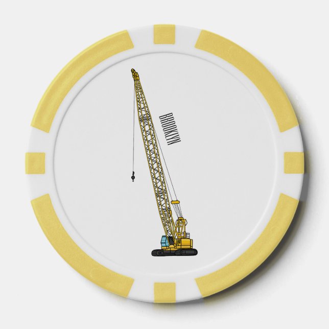 Dragline excavator cartoon illustration poker chips (Front)