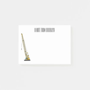 Dragline excavator cartoon illustration post-it notes