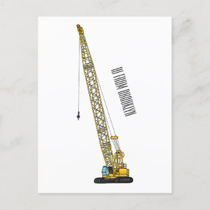 Dragline excavator cartoon illustration postcard