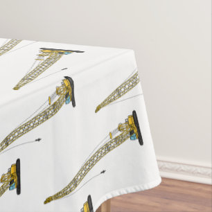 Dragline excavator cartoon illustration tablecloth