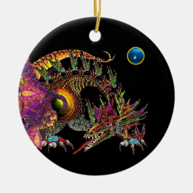 DRAGO  Blue Sapphire Monogram Ceramic Tree Decoration (Front)