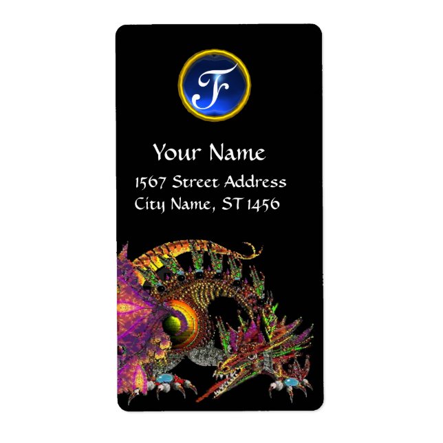 DRAGO / FANTASY DRAGON Blue Sapphire Gem Monogram (Front)