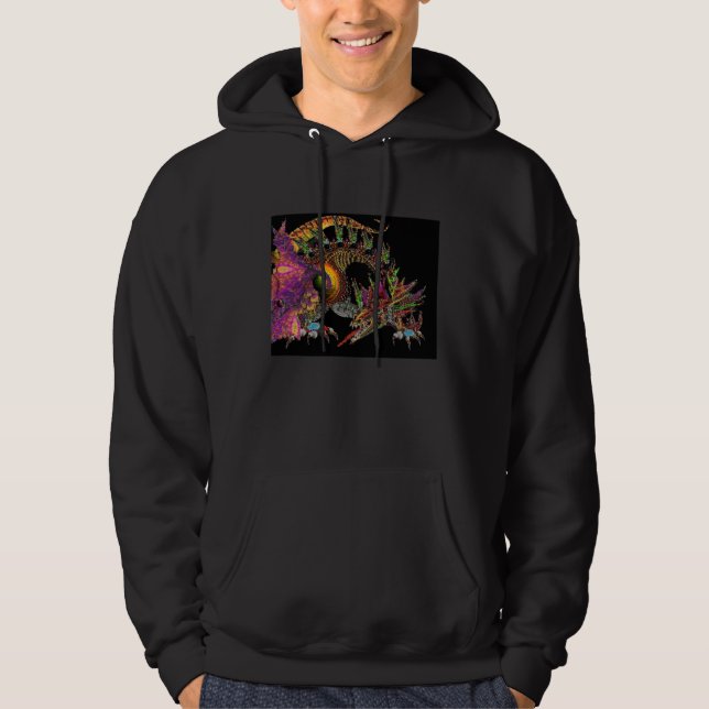 DRAGO / FANTASY DRAGON IN GOLD PURPLE AND BLACK HOODIE (Front)