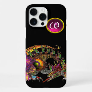 DRAGO,FANTASY DRAGON,PINK PURPLE GEMSTONE MONOGRAM iPhone 16 PRO MAX CASE