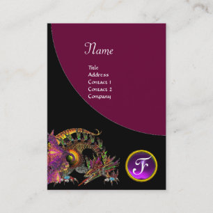 DRAGO GEM STONE MONOGRAM  black purple violet Business Card