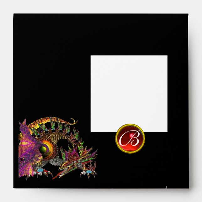 DRAGO MONOGRAM ,black white blue pink violet red Envelopes (Front)