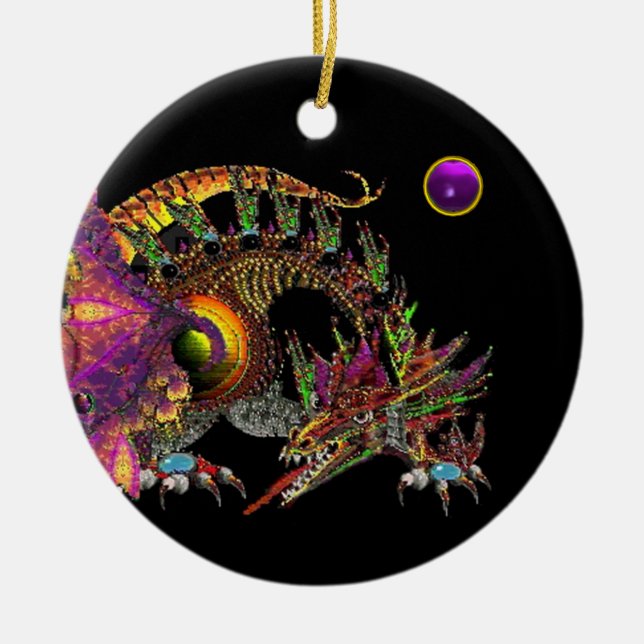 DRAGO Purple Amethyst Monogram Ceramic Tree Decoration (Front)