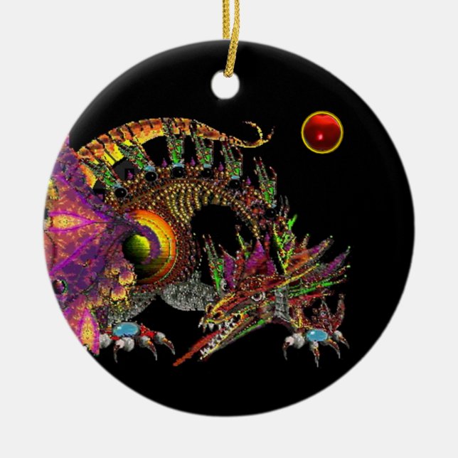 DRAGO Red Ruby Monogram Ceramic Tree Decoration (Front)