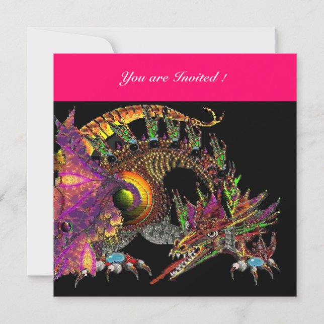 DRAGO violet purple black red pink Invitation (Front)