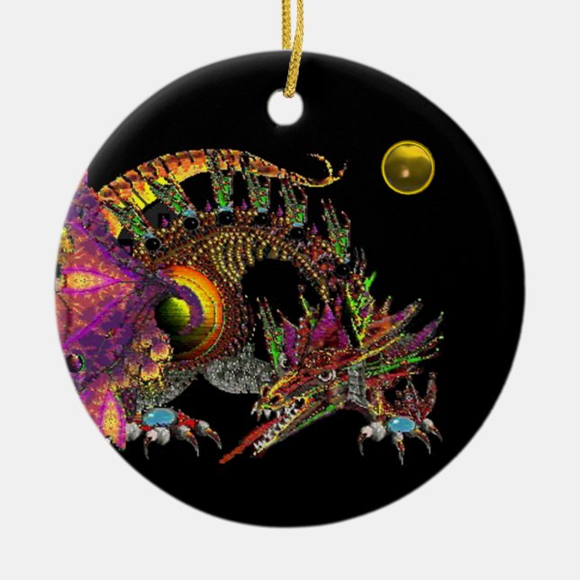 DRAGO Yellow Topaz Monogram Ceramic Tree Decoration (Front)