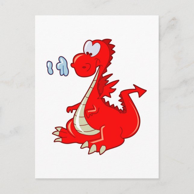 dragon302  RED CARTOON DRAGON CUTE HAPPY KIDS GRAP Postcard (Front)