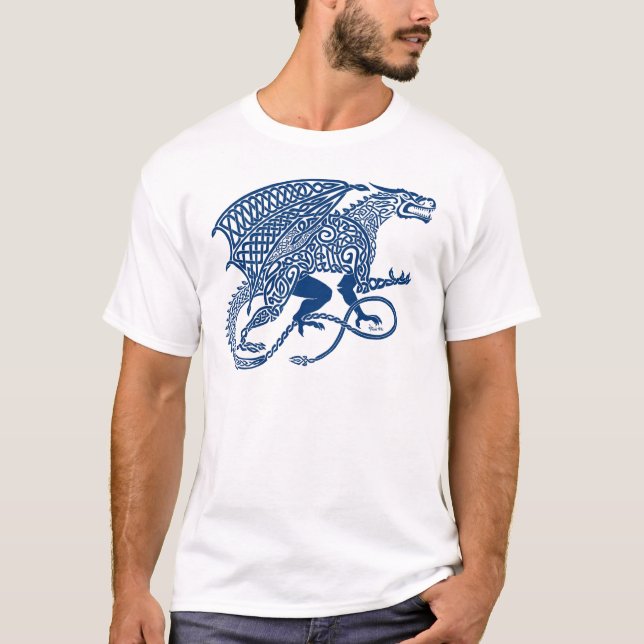 Dragon 1 Knotwork Blue.jpg T-Shirt (Front)