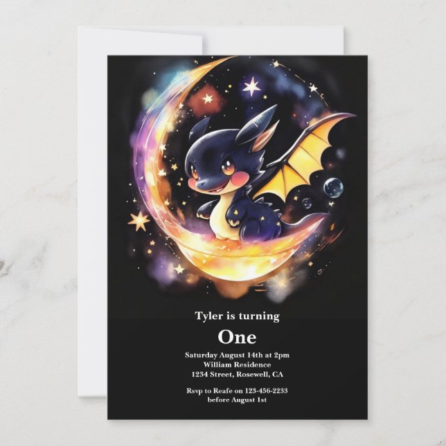 Dragon 1st Birthday Invitation (Front)