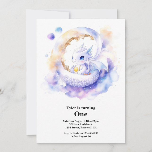 Dragon 1st Birthday Invitation (Front)