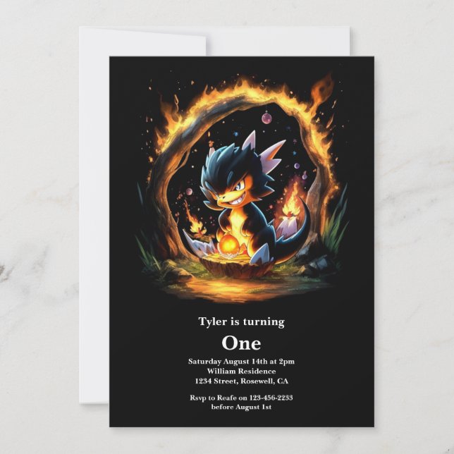 Dragon 1st Birthday Invitation (Front)