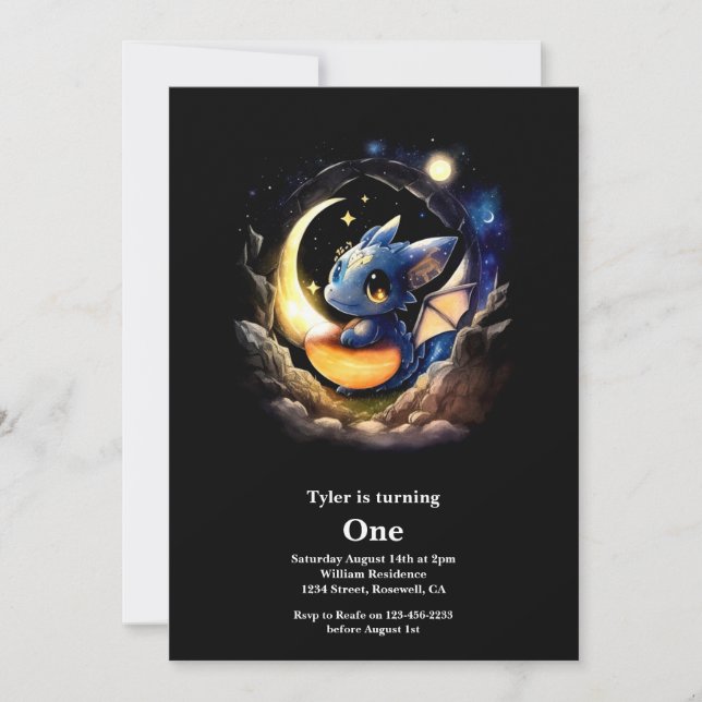 Dragon 1st Birthday Invitation (Front)