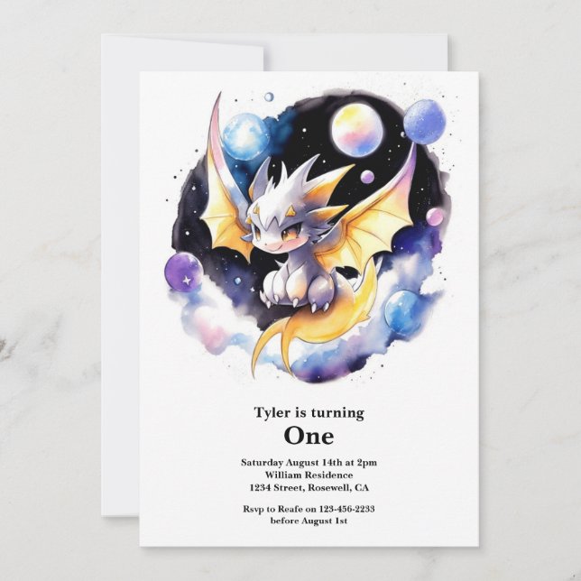 Dragon 1st Birthday Invitation (Front)