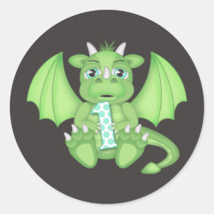 Dragon 1st Birthday Round Stickers