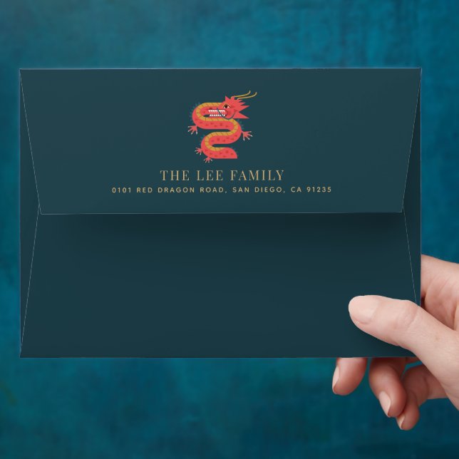 Dragon 2024 Teal Chinese New Year Holiday Envelope (Hand)
