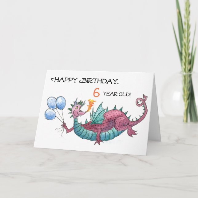 Dragon 6th Birthday Card (Front)