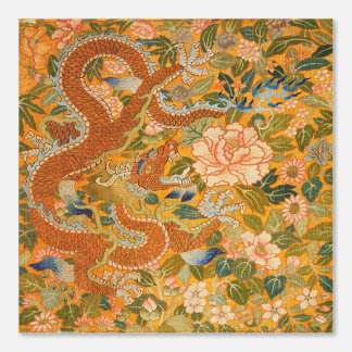 DRAGON AMONG PEONIES,FLOWERS,GREEN LEAVES Floral Wallpaper