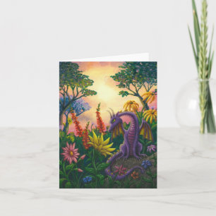 Dragon Among The Flowers notecard