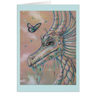 Dragon and butterfly fantasy art card by Renee