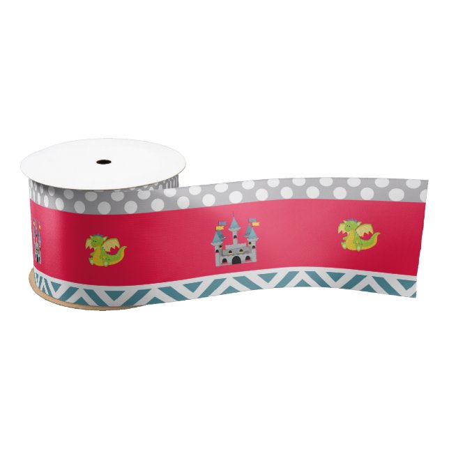 Dragon and Castle Birthday Party Satin Ribbon (Spool)