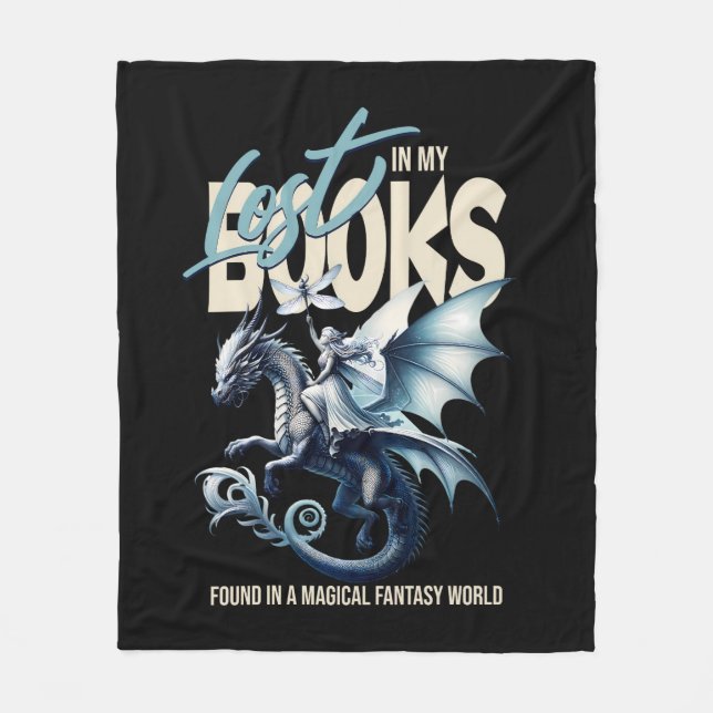 Dragon and Fairy & Fantasy book lover quote Fleece Blanket (Front)