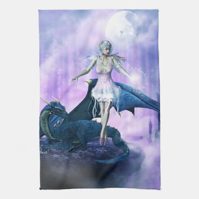 Dragon And Fairy Tea Towel (Vertical)