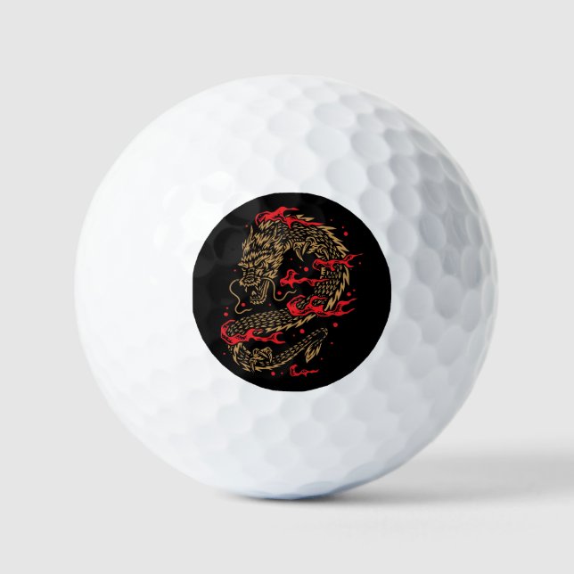 Dragon and Flames Golf Balls (Front)