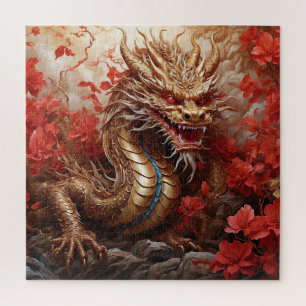 Dragon and Flowers Jigsaw Puzzle