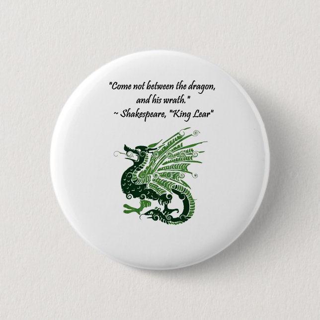 Dragon and His Wrath Shakespeare King Lear Cartoon 6 Cm Round Badge (Front)