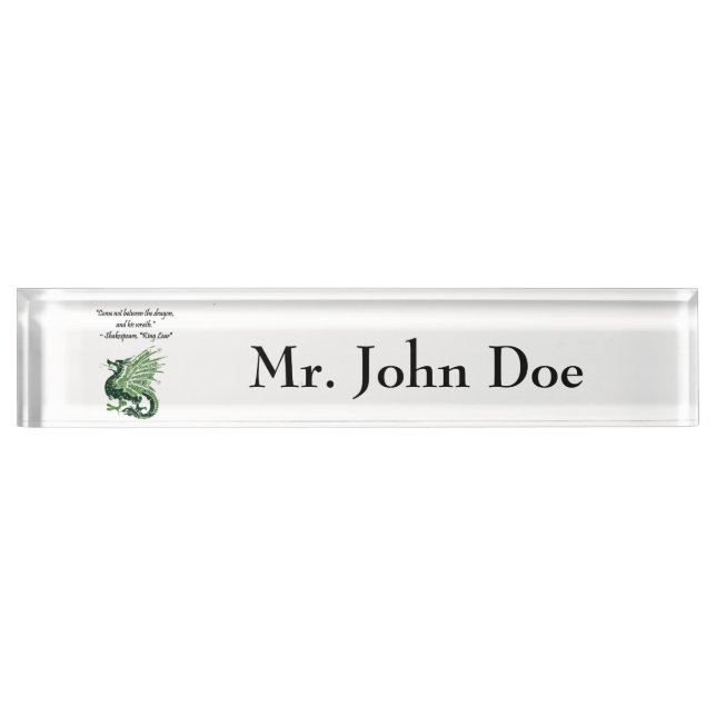Dragon and His Wrath Shakespeare King Lear Cartoon Nameplate (Front)
