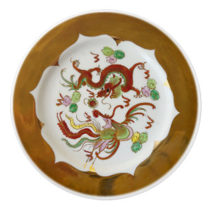 Dragon and Phoenix porcelain plate Ceramic Knob