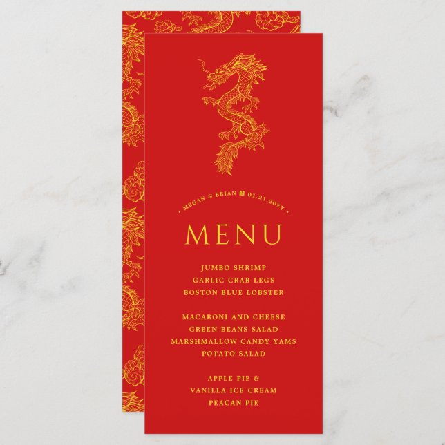 Dragon and Phoenix | Solid Red Theme Menu (Front/Back)