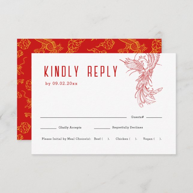 Dragon and Phoenix | Wedding RSVP + Meal Choice (Front/Back)