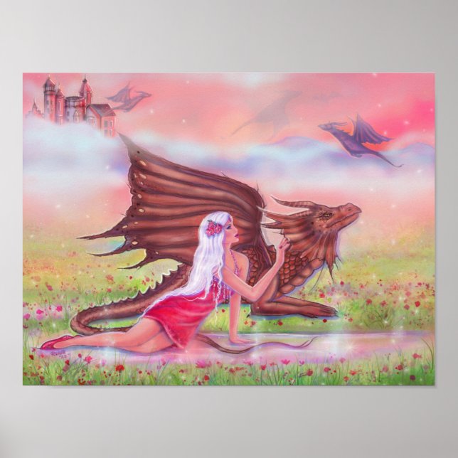 Dragon and princess "Poppy and Polly" by Renee  Poster (Front)