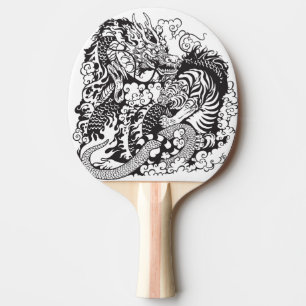 dragon and tiger fighting ping pong paddle