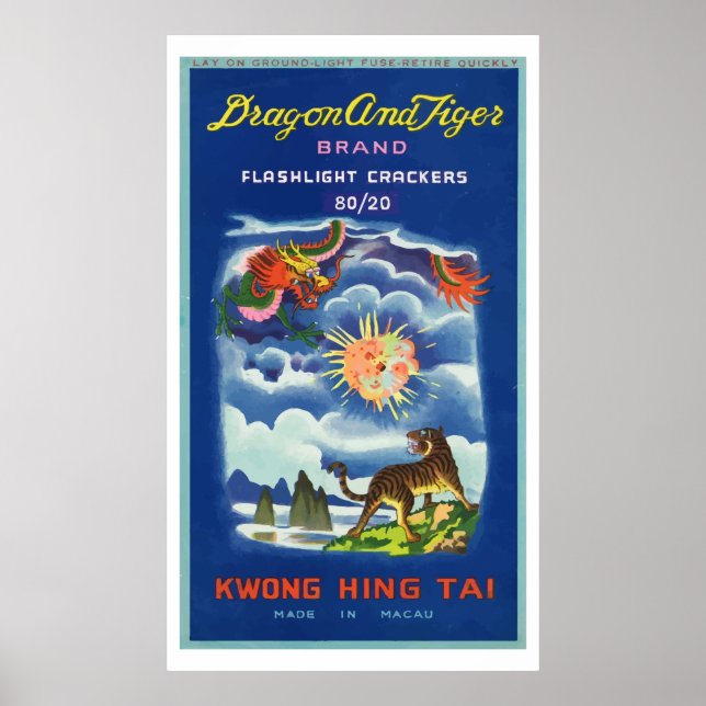 Dragon and Tiger (Vintage Chinese Firecracker) Poster (Front)
